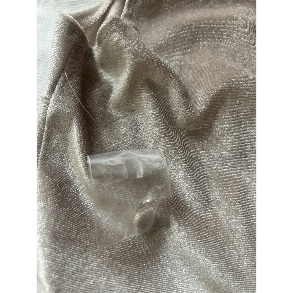 B. Darlin Champagne Velvet Beige Semi Wrap Cut Out Bodycon Midi Dress Sz 15/16 - Picture 6 of 10